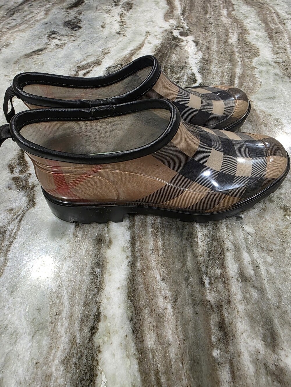 Burberry Nova Check Rain Clog Mules Size 39 Rubber Lug Sole Slip On Boots Mule 8 - Picture 10 of 13